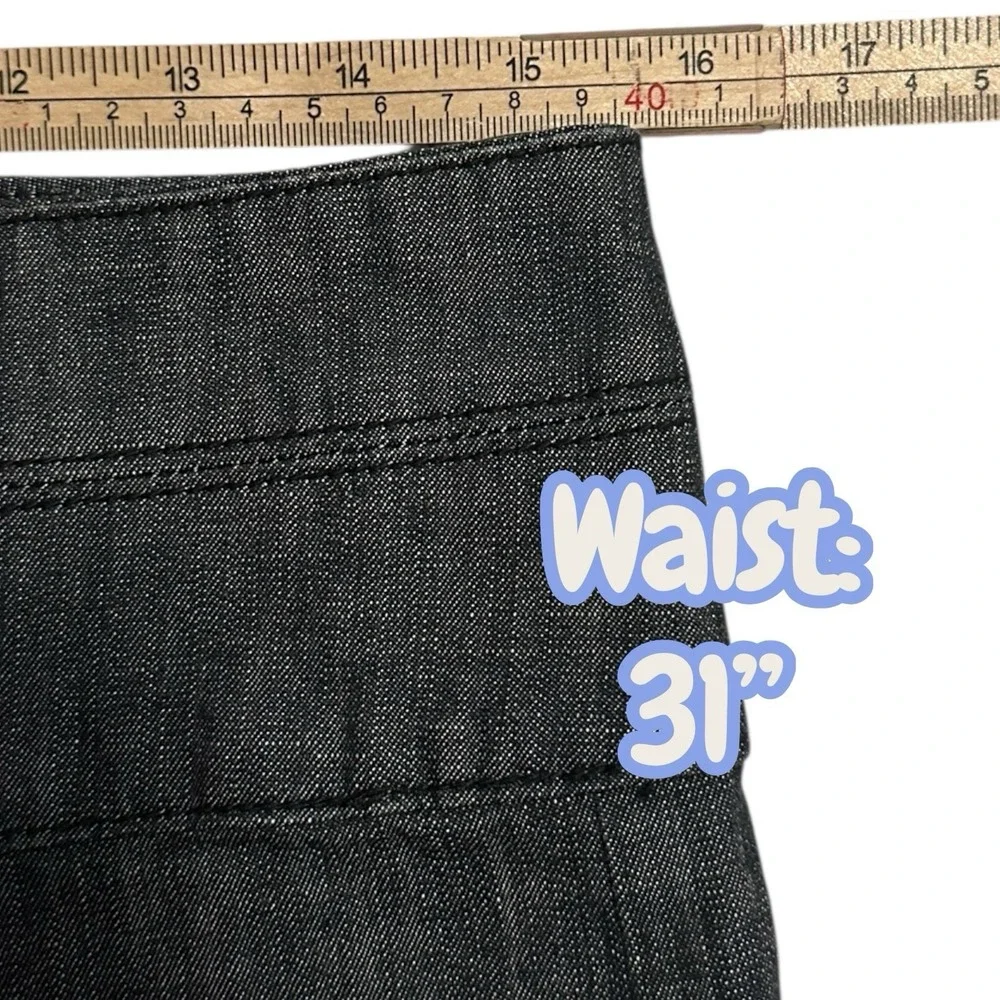 GUESS Dark Wash Denim Pencil Short Mini Skirt Women's 29 Back Ruffle‎ Hem Y2K